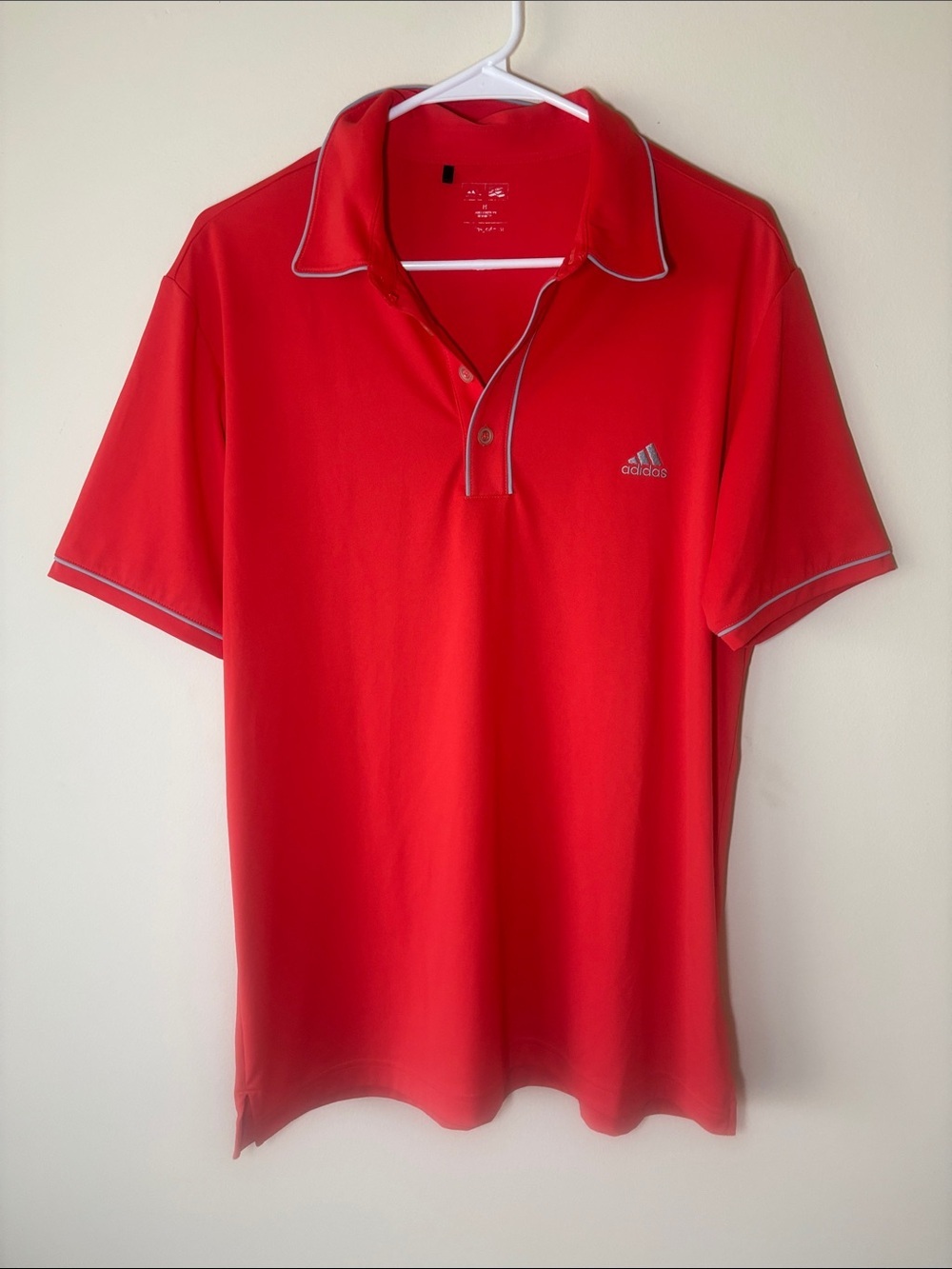 adidas Men’s Salmon Red Polo with Gray Contrast Trim
